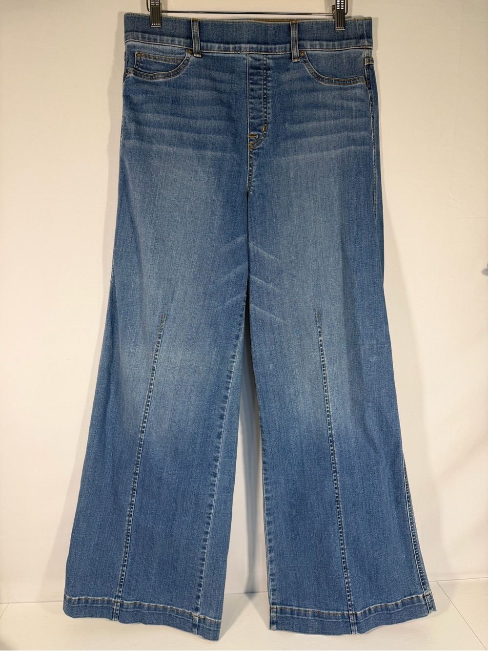 SPANX Wide Leg Seamed Stretch Denim High Rise Jeans Blue XL